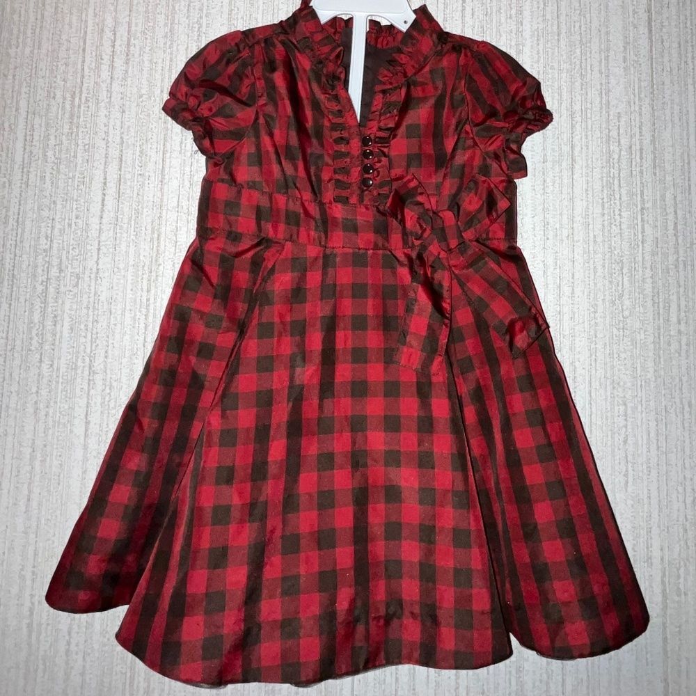babyGap Girls’ Red & Black Check A-Line Drop Waist Dress Sz-18-24M